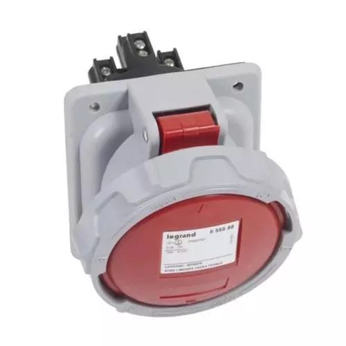 Legrand P17 Tempra Pro Series 63 A 380-415 V Panel Mounting Socket 3P+E Plastic Housing IP66/67, 5555 88