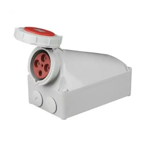 BCH Surface Mounted Socket 125 Amp 4 Pole Rated Voltage 415 V Polycarbonate IP67 Rating, BPX4WS472