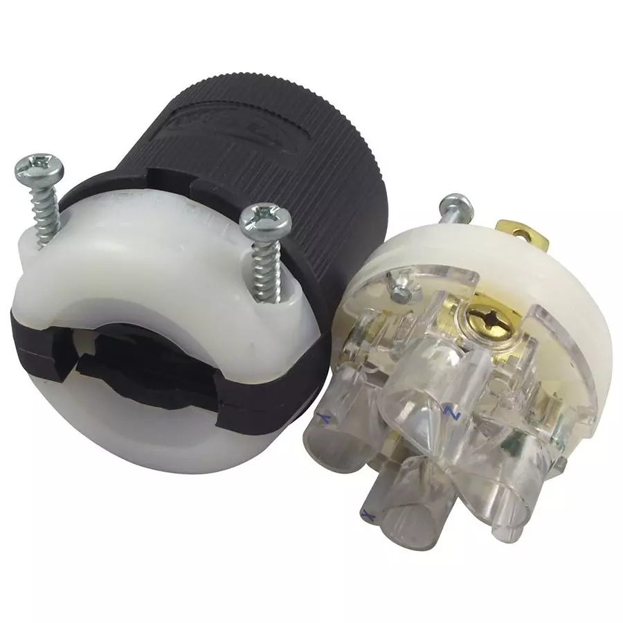 HUBBELL WIRING DEVICES POWER ENTRY, 30A, 250VAC, PA, BLK/WHT, HBL2721