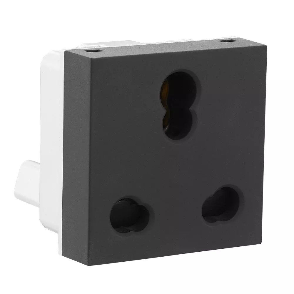 Legrand Socket with Shutter Allzy 6/16 Amp 2 Module Matt Black, 6812 22 (Pack of 10 Pcs)