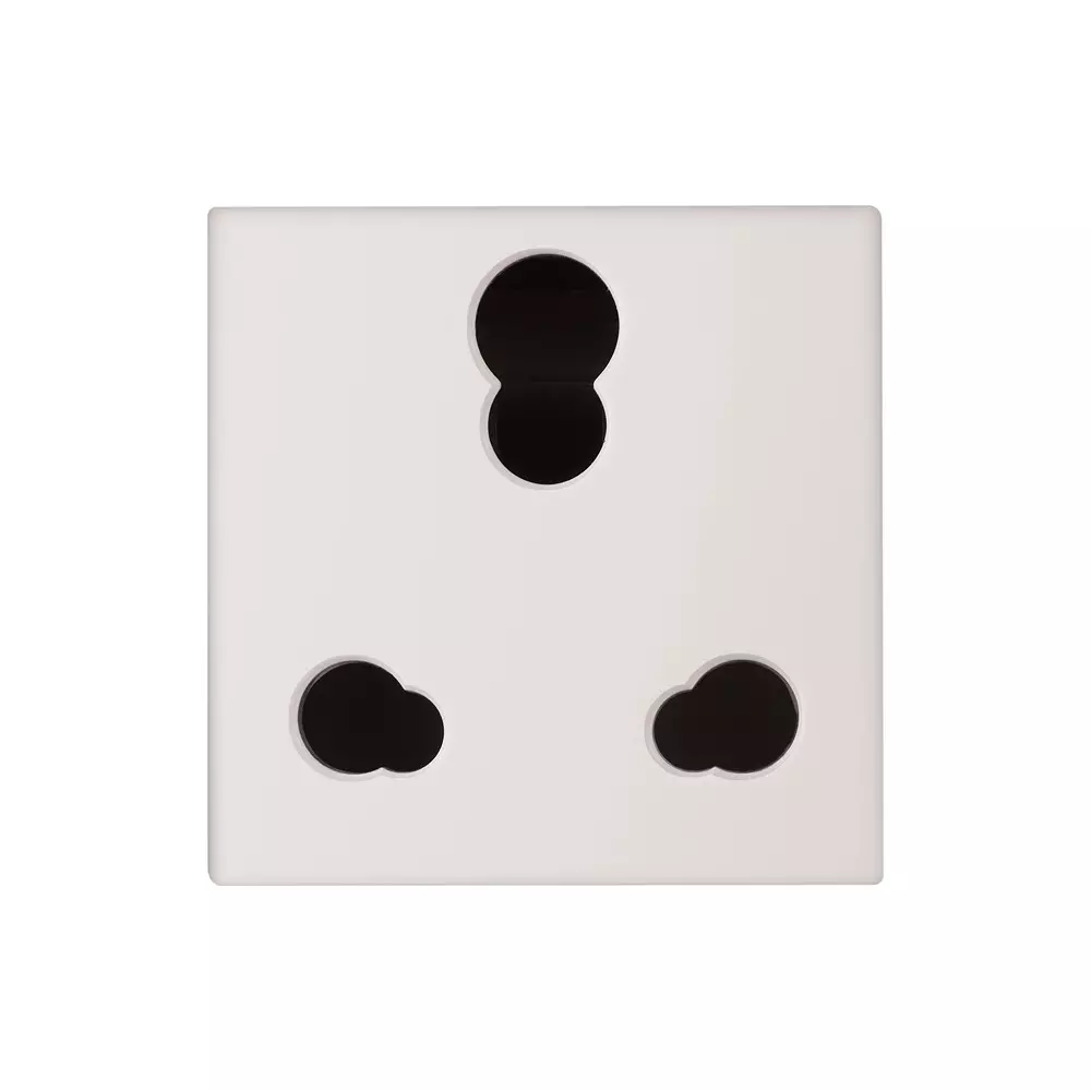 Legrand Indian Standard Socket with Shutter Myrius Classic White 6/16 Amp 2 Module, 6792 30