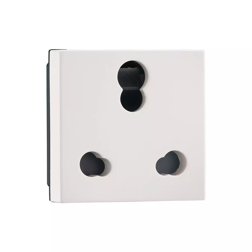 Legrand Indian Standard Socket with Shutter Myrius Classic White 6/16 Amp 2 Module, 6792 30