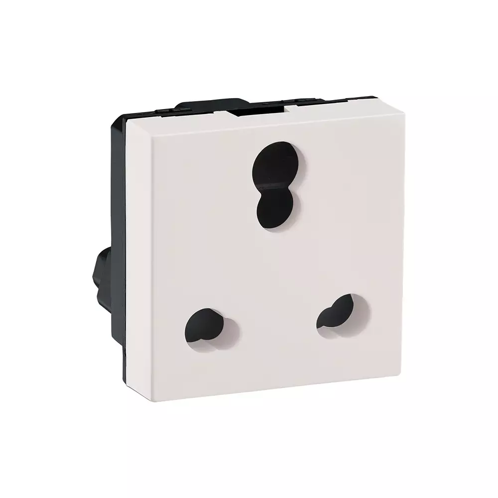 Legrand Indian Standard Socket with Shutter Myrius Classic White 6/16 Amp 2 Module, 6792 30