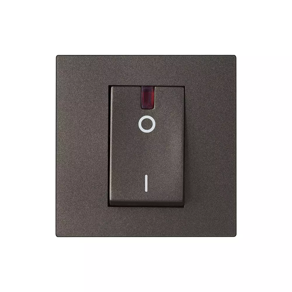 Legrand Switch with Indicator Myrius Charcoal Grey 32 Amp 2 Module 2 Pole, 6794 17