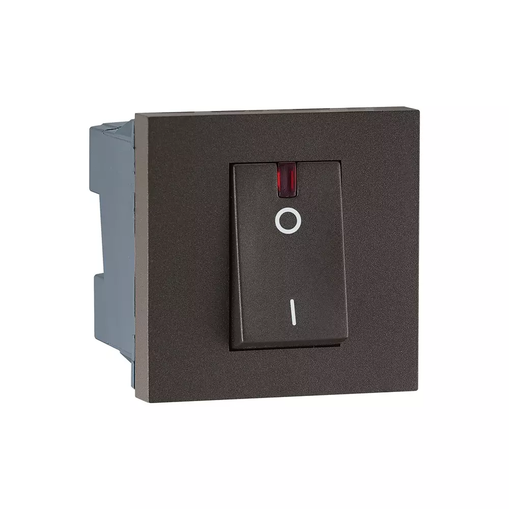 Legrand Switch with Indicator Myrius Charcoal Grey 32 Amp 2 Module 2 Pole, 6794 17