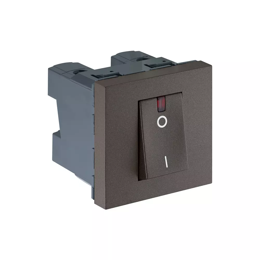 Legrand Switch with Indicator Myrius Charcoal Grey 32 Amp 2 Module 2 Pole, 6794 17