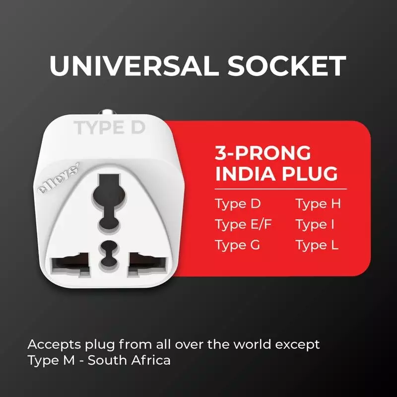 Hi-Fi ENZO 3 Pin Socket 6 A/ 13 A Current Type D Plug Adapter White (Pack of 4)