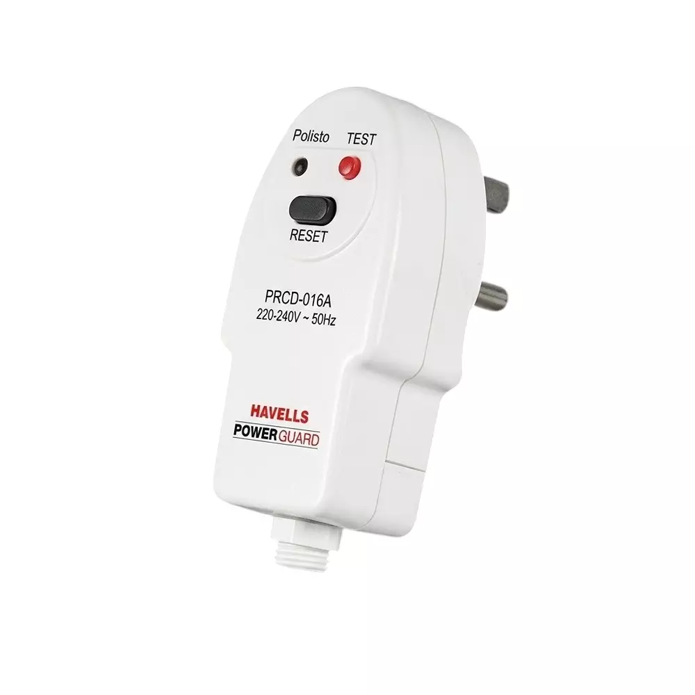 Havells PRCD Plug 30 mA Residual Current in White Plastic Body