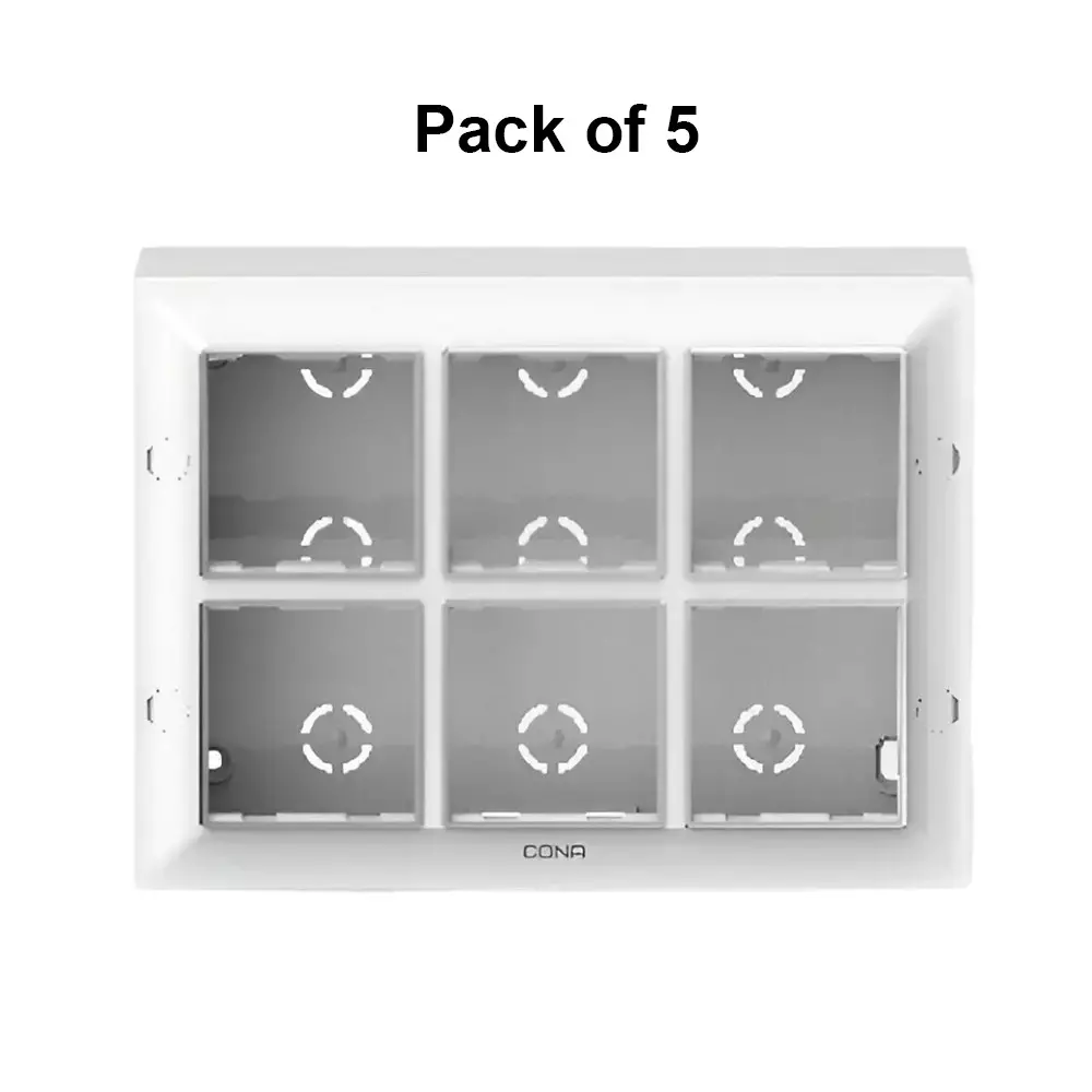 Cona Surfy Modular Surface Gang Box White 12 Modules, SB 1110 (Pack of 5)