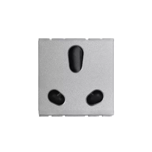 Anchor Roma Urban Socket With Safety Shutter Twin Socket 2 Module Silver for Homes, Offices & Commercial Use, 66455S