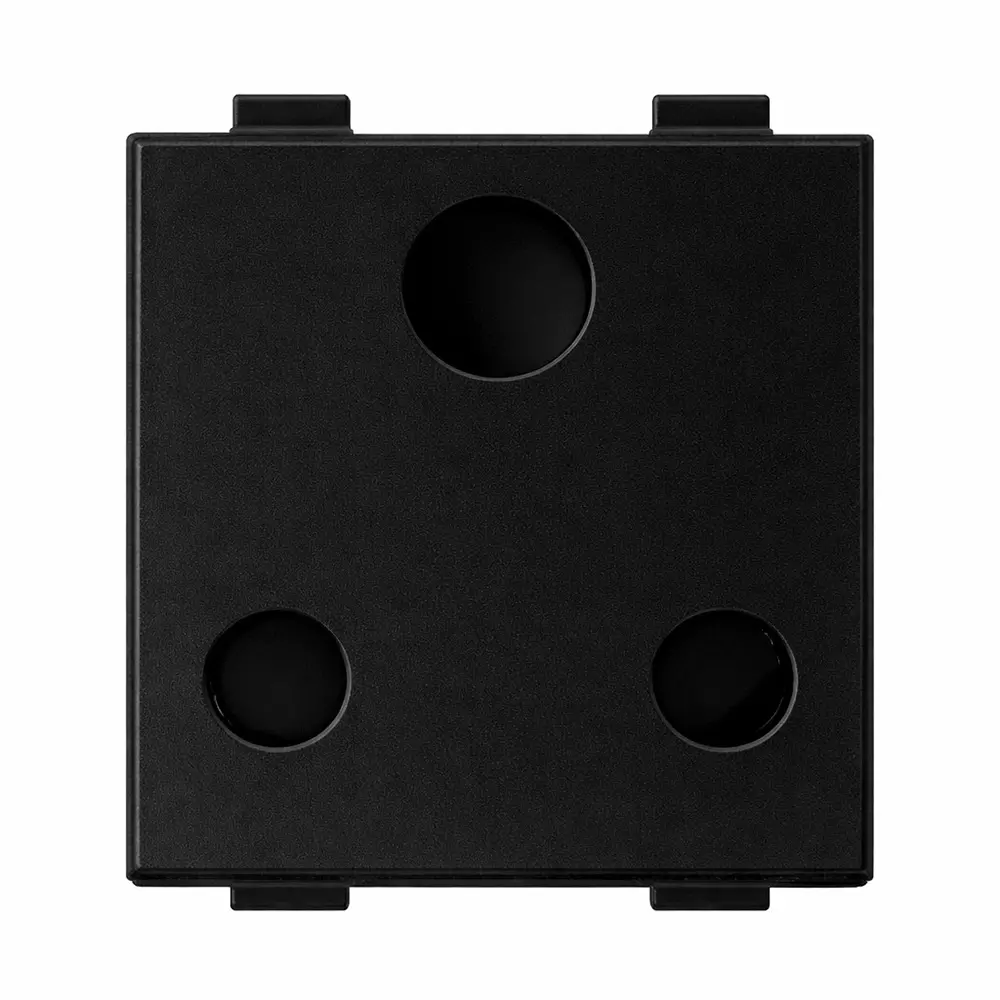 Anchor Roma Plus Socket 3 Pin Round Socket 16 A Current Rating 2 Module Black for Homes, Offices & Commercial Use, 279316