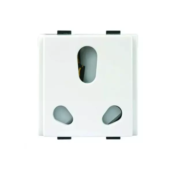 Anchor Roma Plus Socket Switch 240 V 2 Module Twin Socket 6/16 A Current Rating White PVC Plastic for Industrial Use, 289368