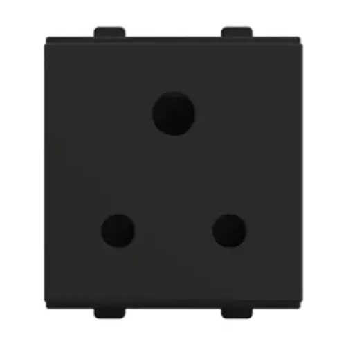 Polycab Etira Socket Outlet Without Shutter 3 Pin 6 A Rated Current Dark Black 2 Module Polycarbonate for Industrial & Commercial Use