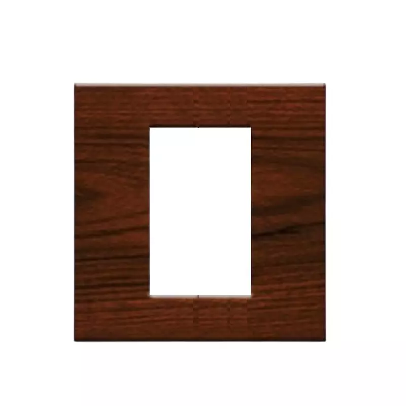 Gold Coast Cube Cover Plate 2 Module Teakwood Silver Plastic for Home & Office Use, G Max (TS)
