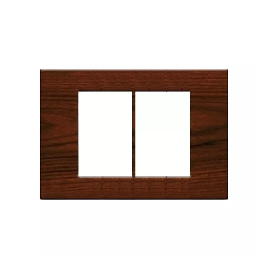 Gold Coast Cube Cover Plate 4 Module Teakwood Silver Plastic for Home & Office Use, G Max (TS)