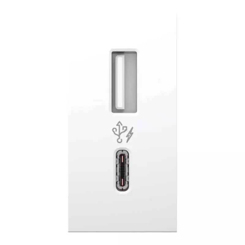 Schneider Electric Unica Pure White Type A + C USB Charger With 2.4 A Current and 5 V Voltage, UNSACUSB1P1M_WE