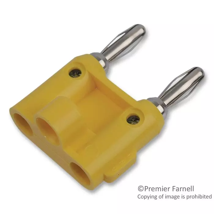 POMONA Banana Plug, Dbl, Stackable, 15A, Yellow, MDP-4