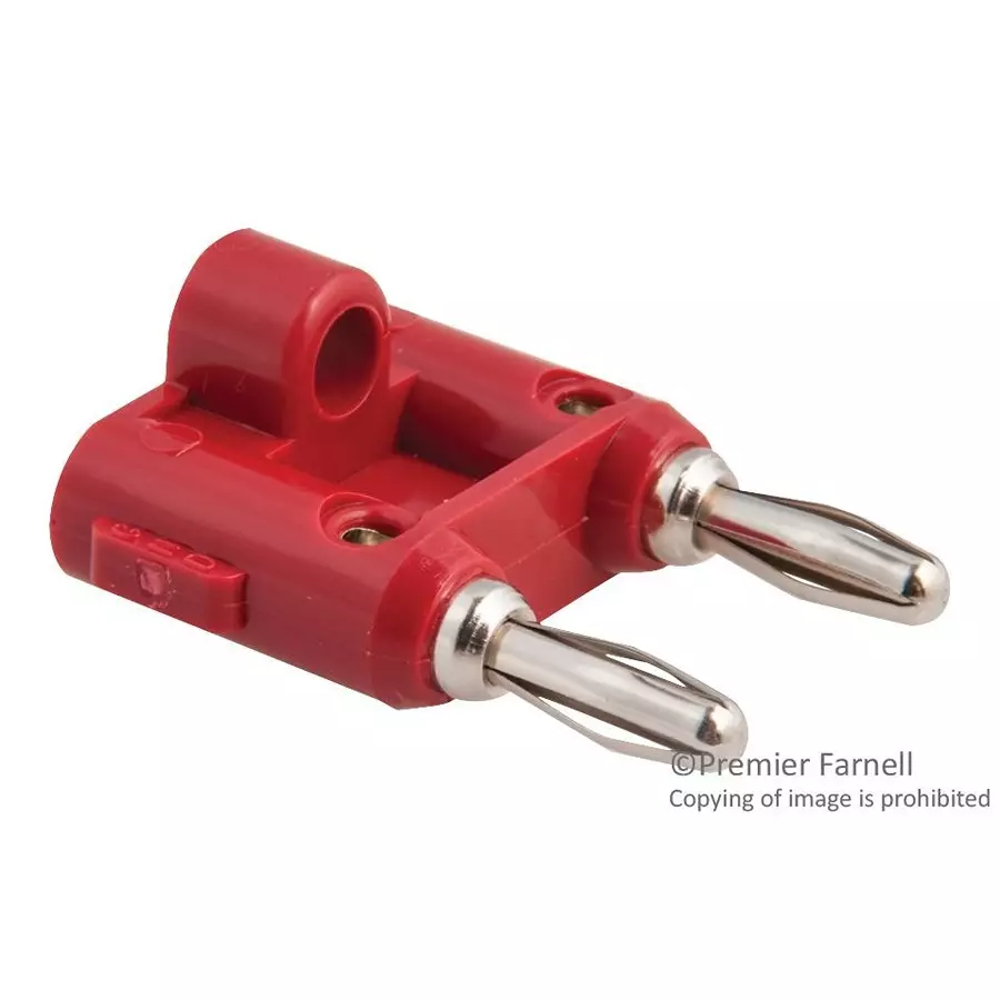 POMONA Double Banana Plug, 15A, Screw, Red, MDP-2