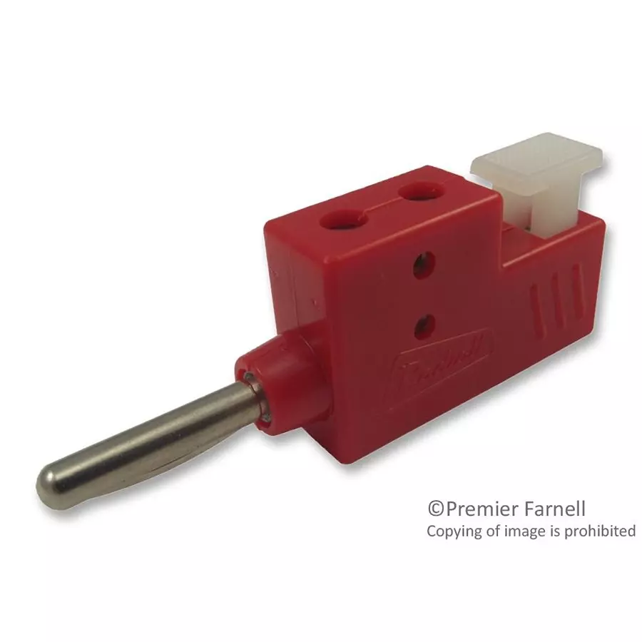 RADIALL BANANA PLUG, STACKABLE, 30A, CLAMP, RED, R941461000