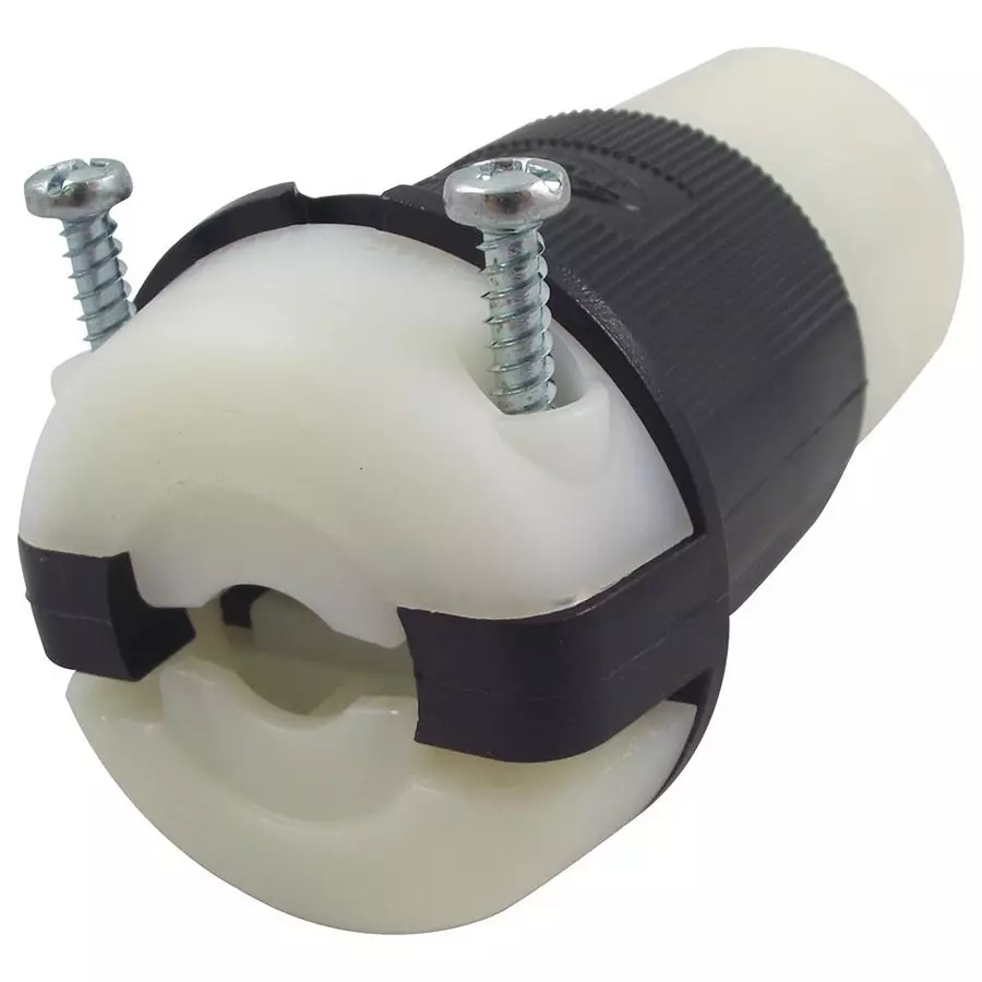 HUBBELL WIRING DEVICES POWER ENTRY, 30A, 125VAC, PA, BLK/WHT, HBL2613