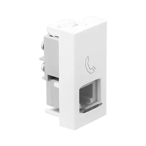 Legrand Telephone Socket with Shutter Allzy 1 Module Glossy White, 6811 30 (Pack of 20 Pcs)
