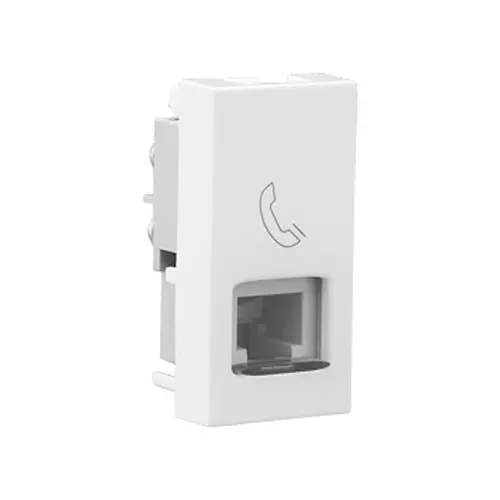 Legrand Telephone Socket with Shutter Allzy 1 Module Glossy White, 6811 30 (Pack of 20 Pcs)