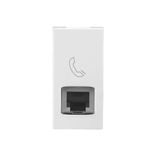 Legrand Telephone Socket with Shutter Allzy 1 Module Glossy White, 6811 30 (Pack of 20 Pcs)