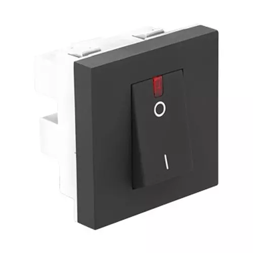 Legrand Switch with Indicator Allzy 32 Amp 1 Way 2 Module Matt Black, 6812 16