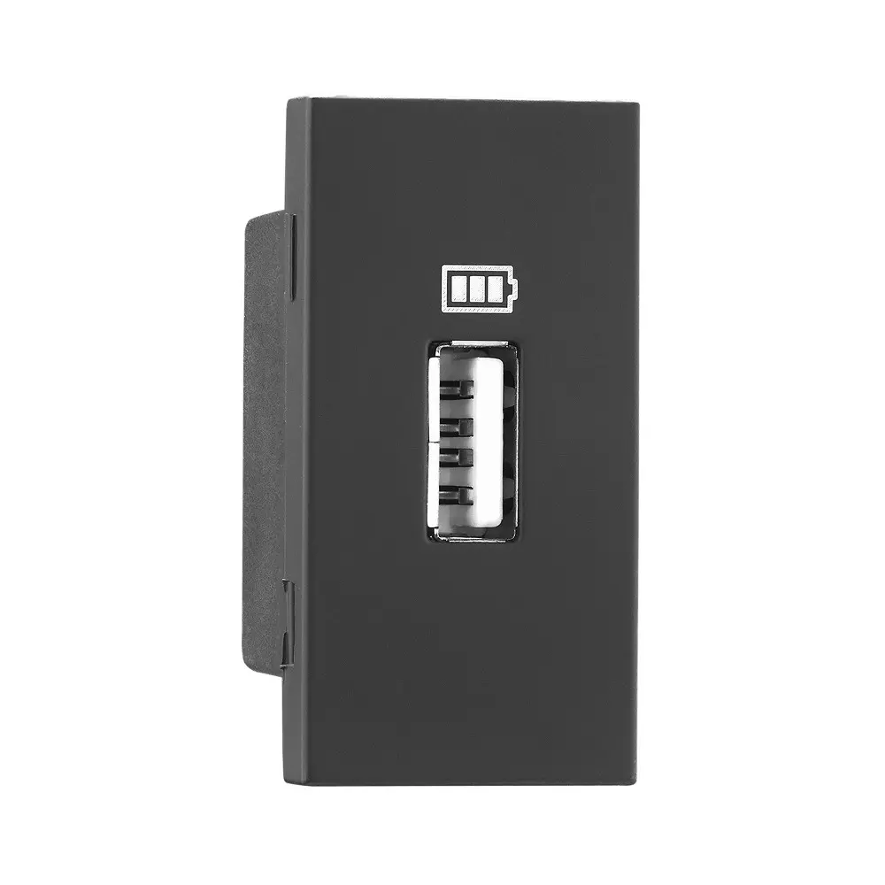 Legrand USB Charger Socket Allzy 1500 mA 1 Module Matt Black, 6812 52 (Pack of 10 Pcs)
