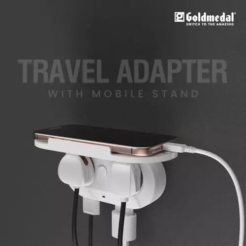 Goldmedal Wall-E Travel Adaptor 3 Pin White, 209006WHIT