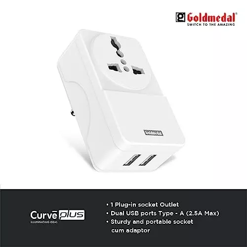Goldmedal Zesto Travel Adapter 3 Pin White, 202050WHIT