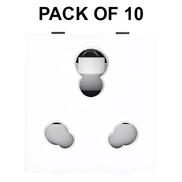 K9 Socket With Safety Shutter 2 Module 6 Amp / 13 Amp / 16 Amp White, 9030 (Pack of 10)