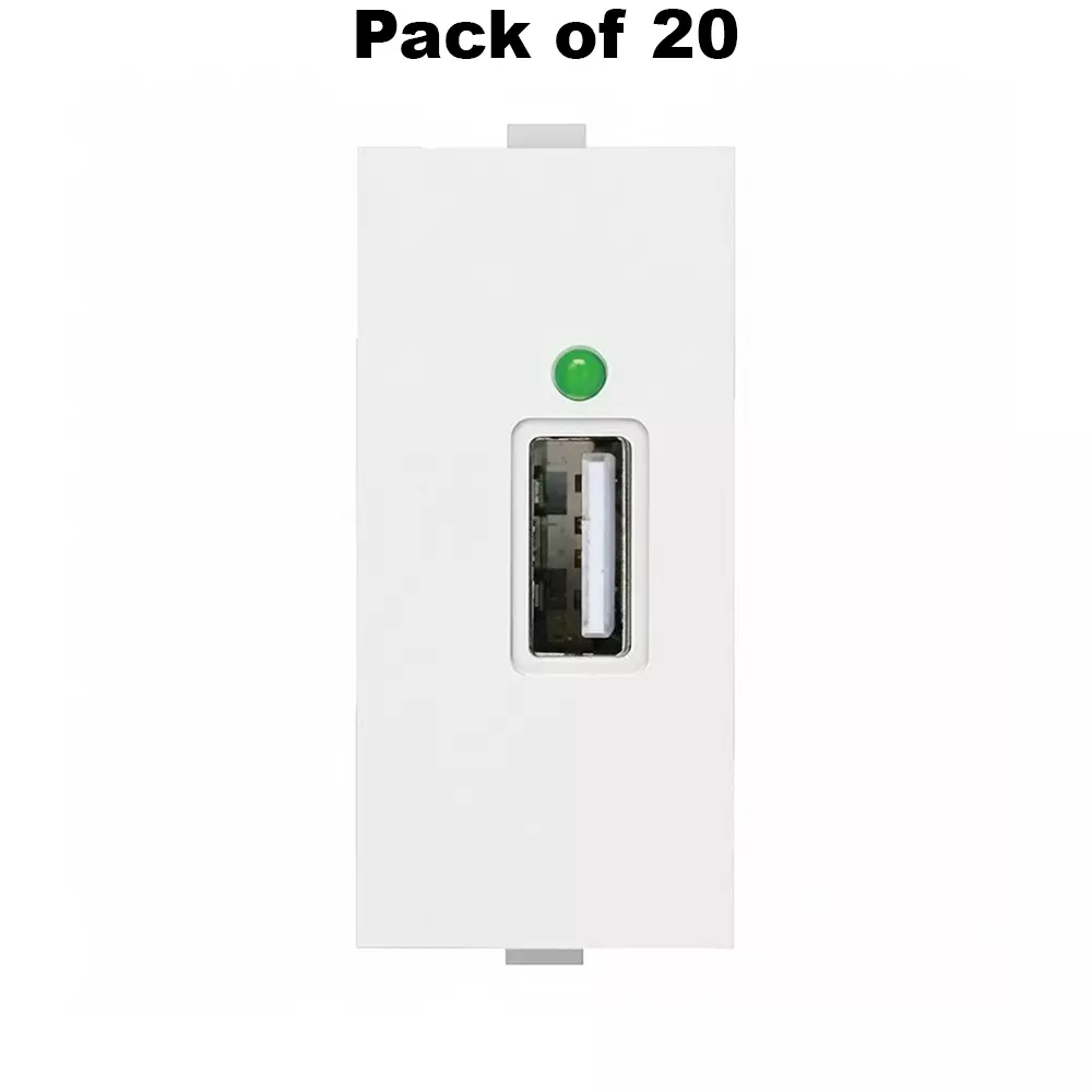 K9 Usb Charger With C Type 1 Module White, 9145 (Pack of 20)