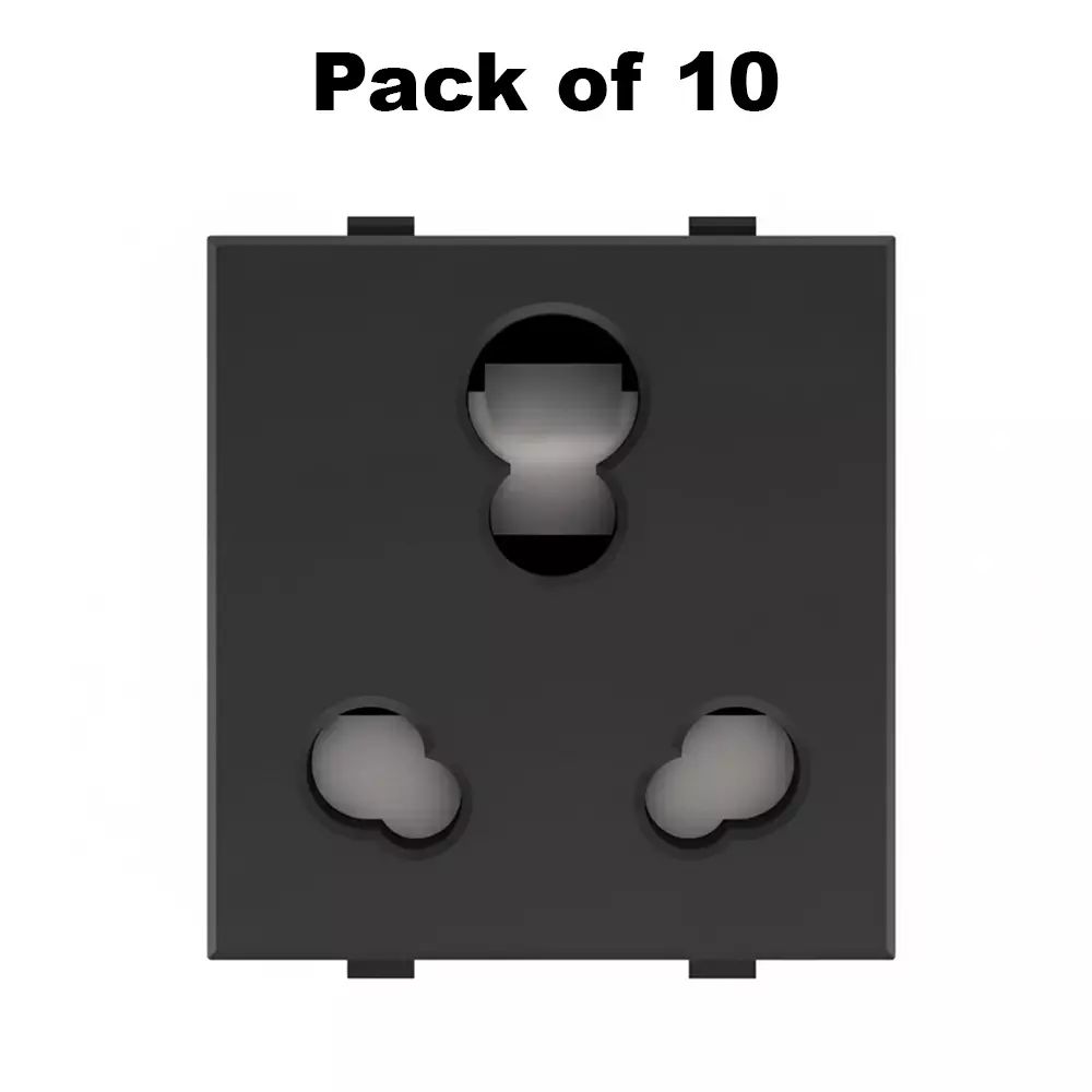 K9 Socket With Safety Shutter 2 Module 6 Amp / 13 Amp / 16 Amp Black, 9029 (Pack of 10)