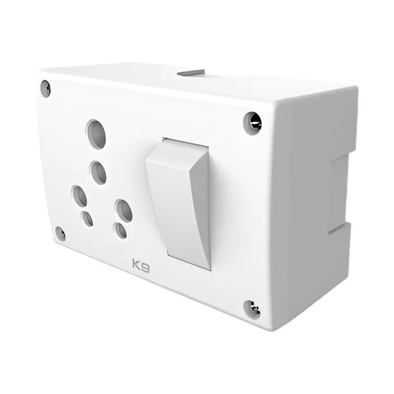 K9 Euro 3 In 1 Universal Switch Socket Combined with Box 16 Amp White, 9654 (Pack of 5)
