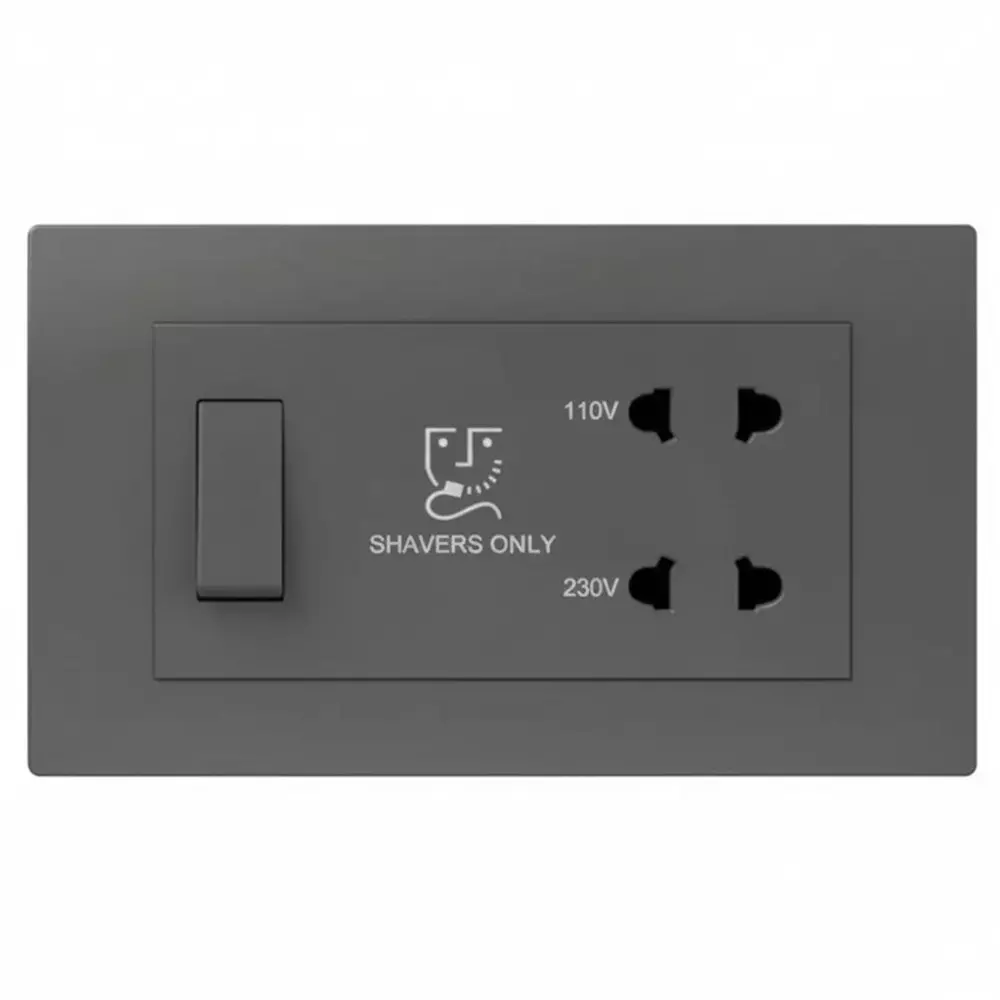 Anchor Roma Plus Shaver Socket with Transformer 110-230 V 4 Module Black PVC Plastic for Industrial Use, 279327