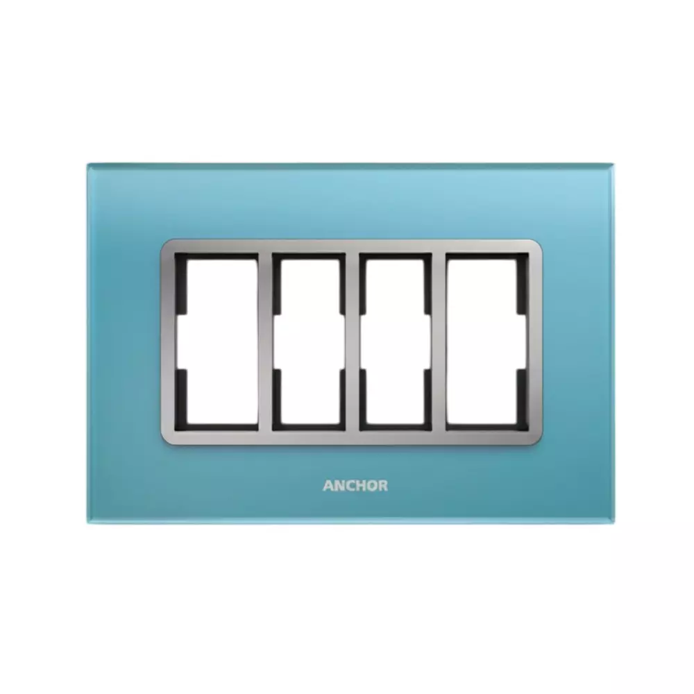 Anchor Penta XENA Plate PVC Plastic Blue 4 Module for Industrial and Home Use, 65904ABU