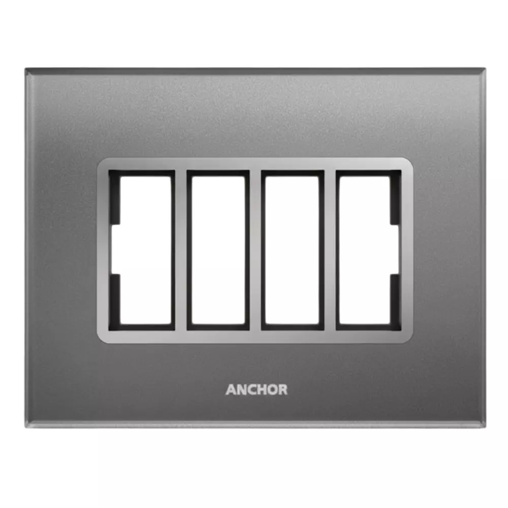 Anchor Penta XENA Plate PVC Plastic Graphite Black 4 Module for Industrial and Home Use, 65904ABL