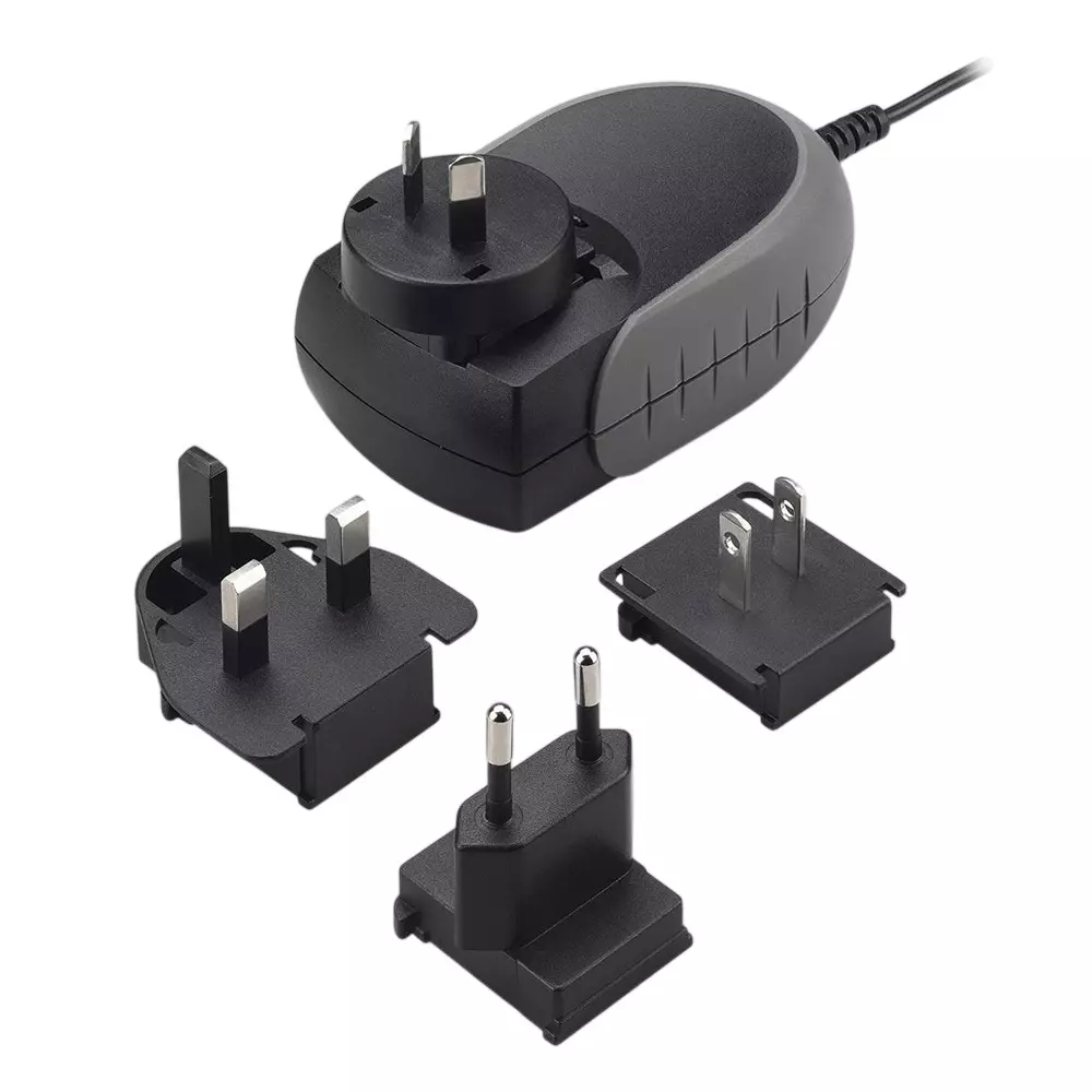 CINCON Interchangeable Plug Wall Mount 1 Output 90 VAC to 264 VAC, TRG30R240V-01E03-GY-BK-Level-VI