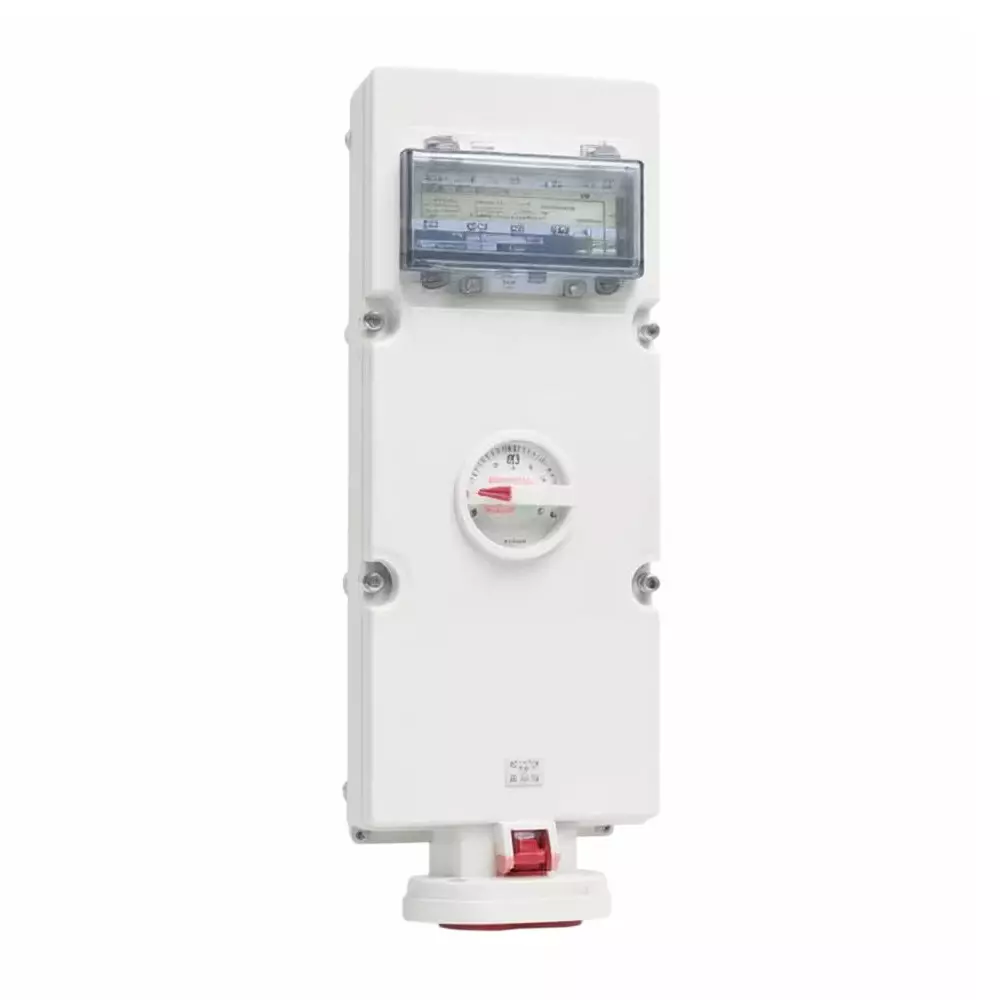 BCH 125 Amp Socket Outlet with Duo Interlock and DIN Rail Vertical Type 4 Pole 415 V Polycarbonate IP67 Rating, BPX4MID472