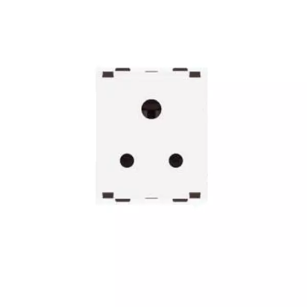 L&T [ Lauritz Knudsen ] Englaze Heavy Duty Power Socket Snow White 3 Pin 2 Module 6 Amp Current, CB92602CW06