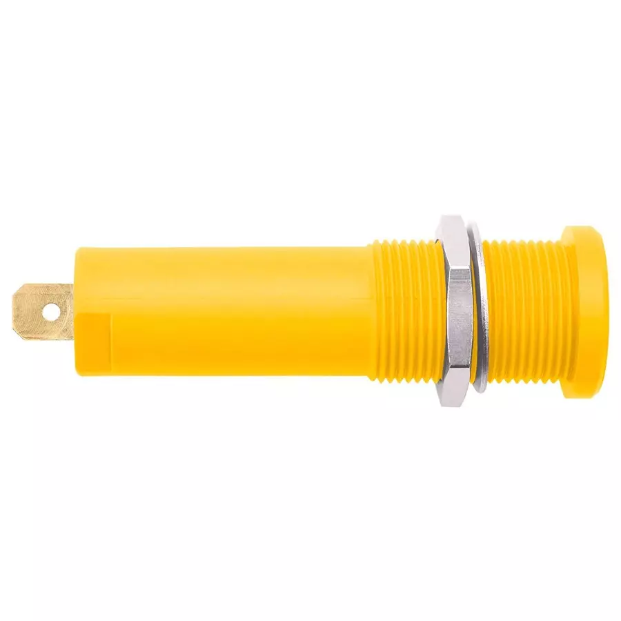 SCHUTZINGER CONN, BANANA, JACK, 16A, YEL, QC/SOLDER, HSEB 3125 L AU / GE