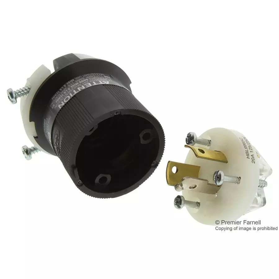 HUBBELL WIRING DEVICES CONNECTOR, POWER ENTRY, PLUG, 20A, HBL9965C