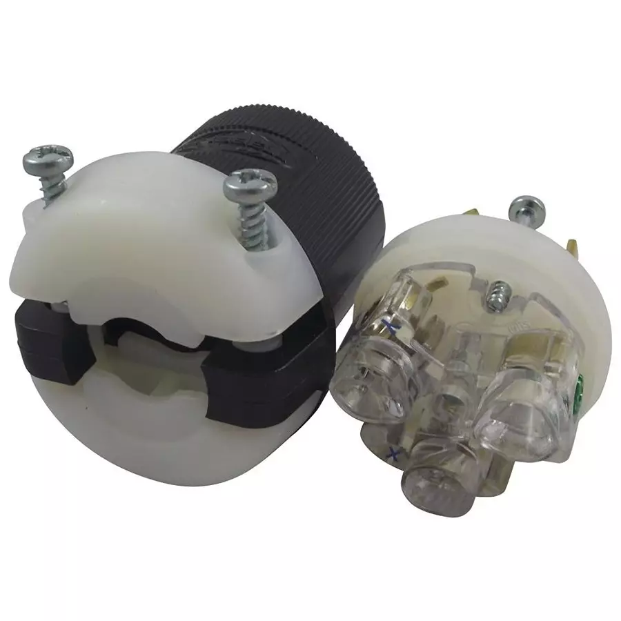 HUBBELL WIRING DEVICES POWER ENTRY, 30A, 250VAC, PA, BLK/WHT, HBL2621