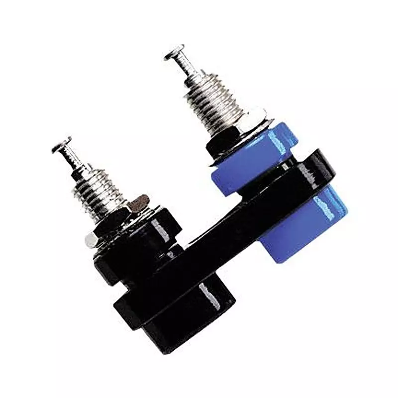 POMONA Banana JACk, Dbl, 15A, Turret, Blk & Blu, 5233-0