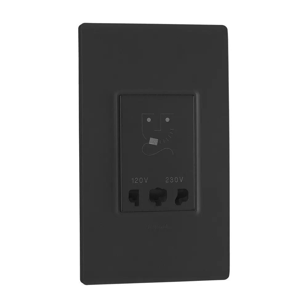 Legrand Shaver Socket with Plate Allzy 4 Module Matt Black, 6812 55