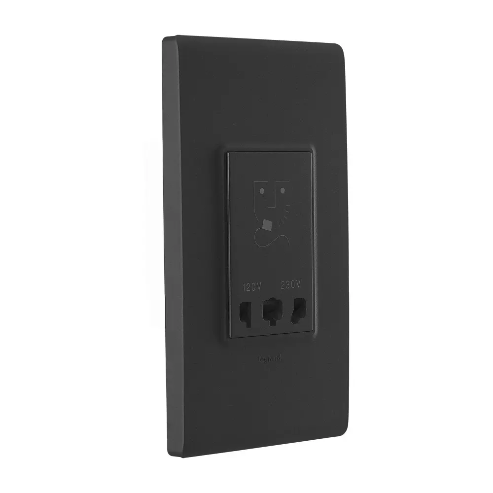 Legrand Shaver Socket with Plate Allzy 4 Module Matt Black, 6812 55
