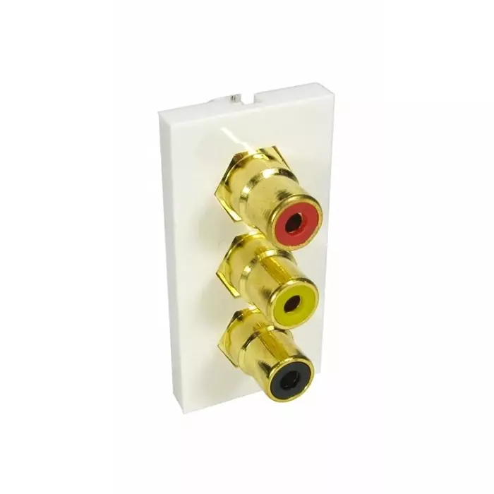 RS Pro 25 mm 3 Way Female RCA Audio Video Faceplate