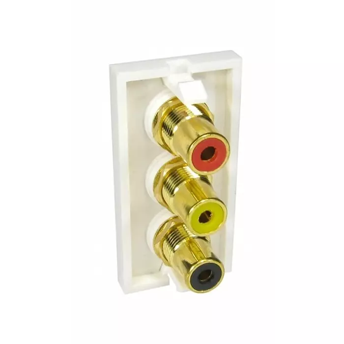 RS Pro 25 mm 3 Way Female RCA Audio Video Faceplate