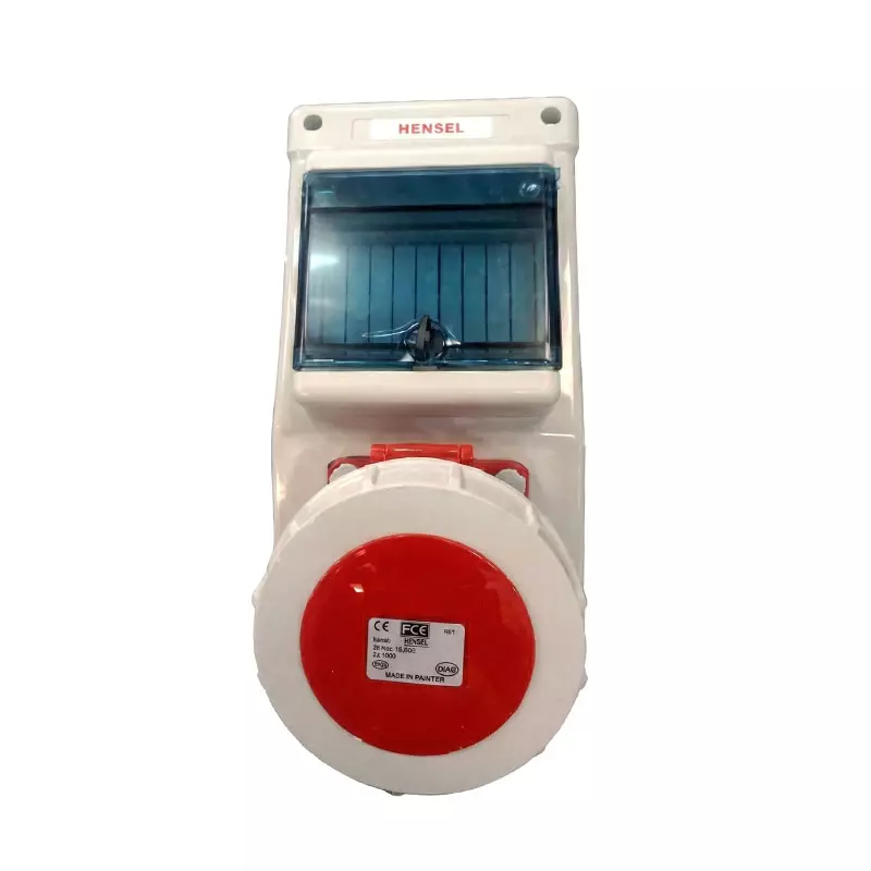 Hensel Wall Socket with DIN - Rail 16 Amp, IP 67, 2P + E Pole, 3132TS-16